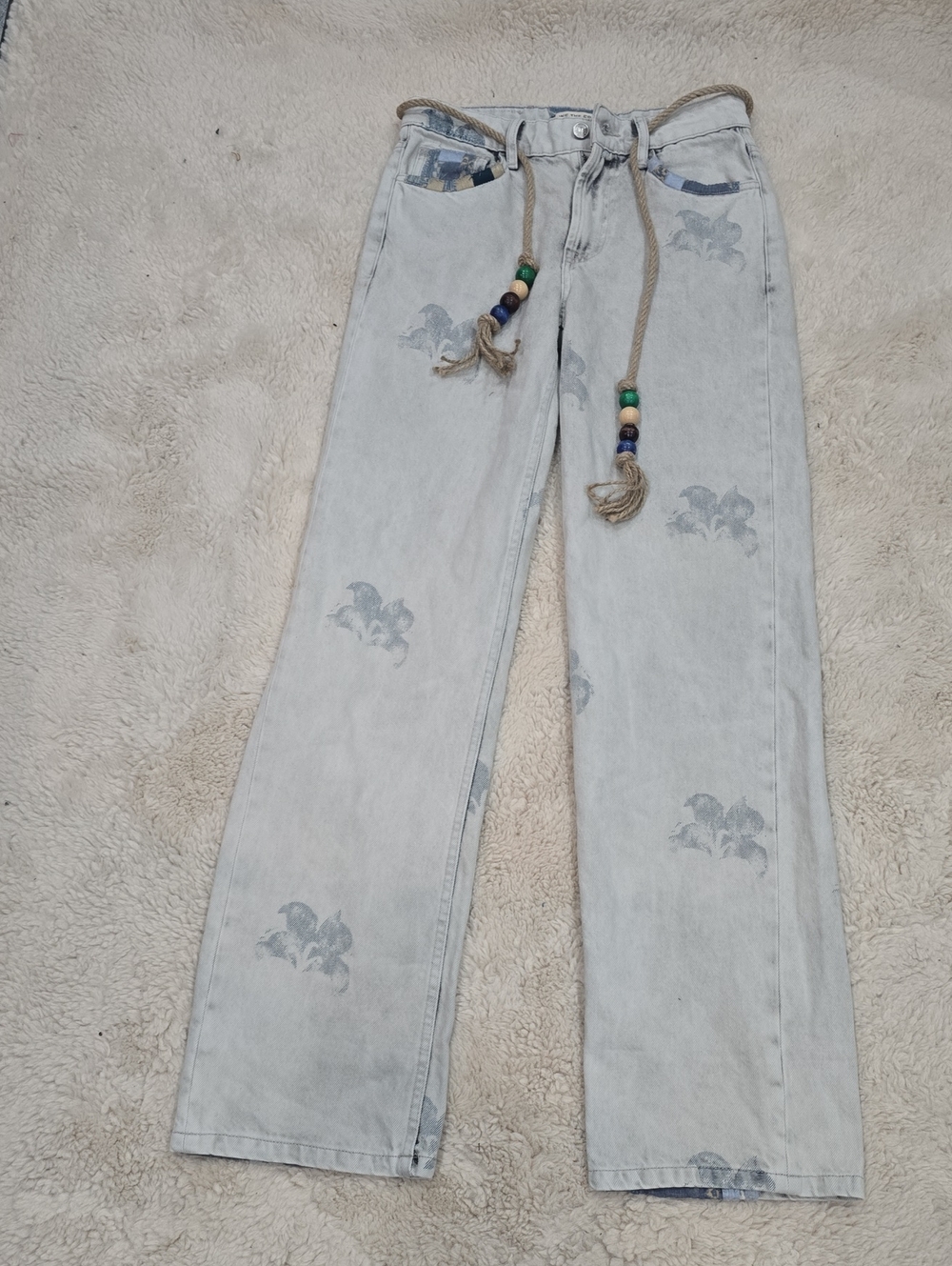We The Free Light Blue Floral Denim Jeans